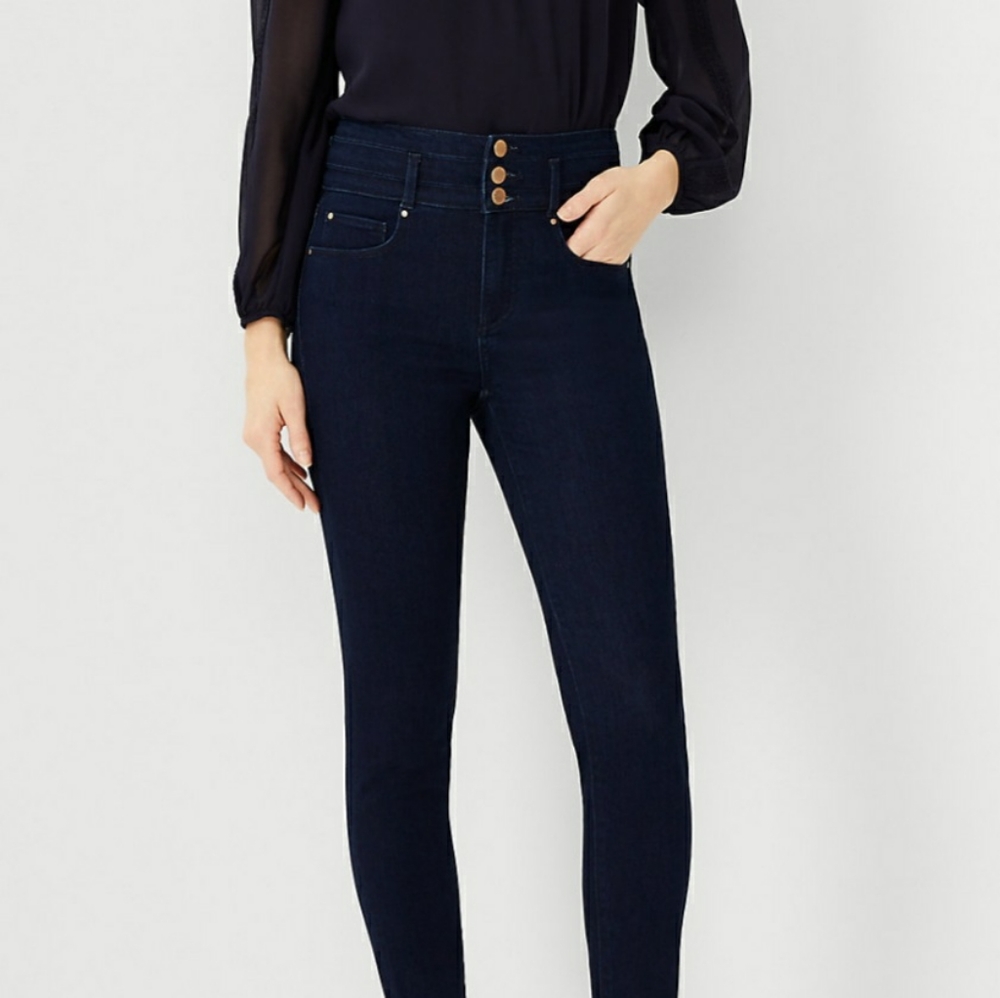 Ann Taylor sculpting button fly high rise skinny jean - tall